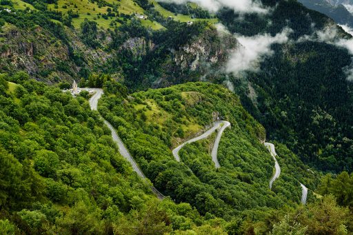 Road up to Alpe d'Huez, France