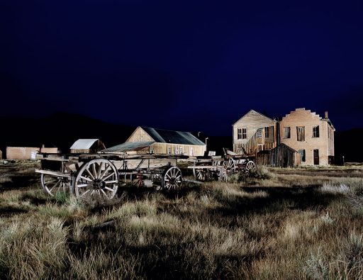 Wagons in the ghost town Bodie in California