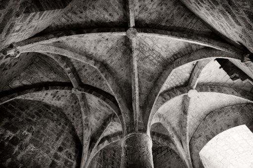 Ceiling in the Cathar castle Quéribus, France.