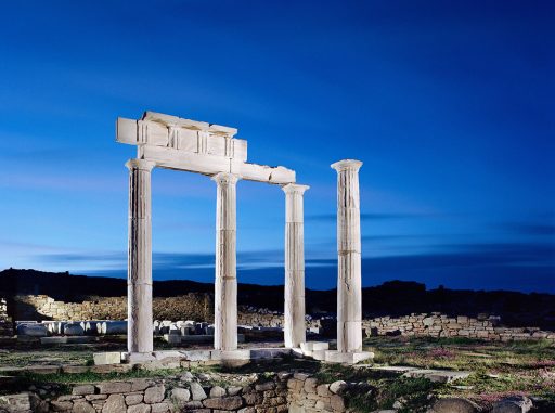 Delos Island, columns of the house of the Poseidoniasts.