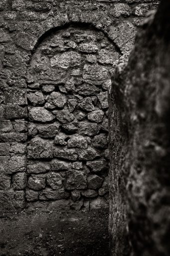 Closed door in the Cathar castle Peyrepertuse, France.