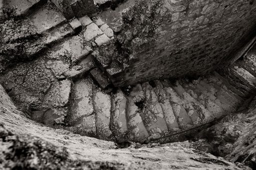 Staircase in the Cathar castle Peyrepertuse, France.