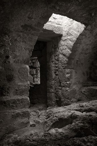 Inside the Cathar castle Peyrepertuse, France.