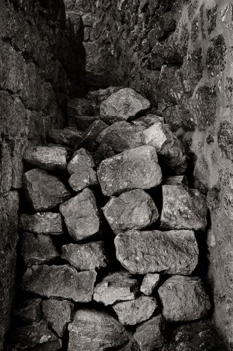 Stones in the Cathar castle Puilaurens, France.