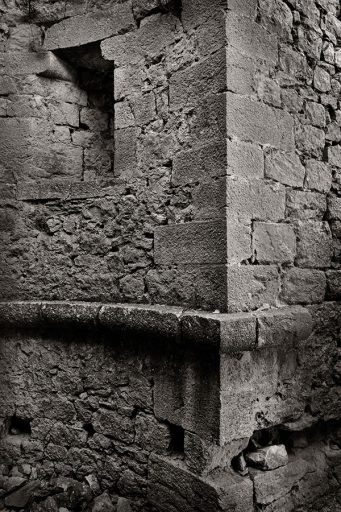 Wall in the Cathar castle Puilaurens, France.