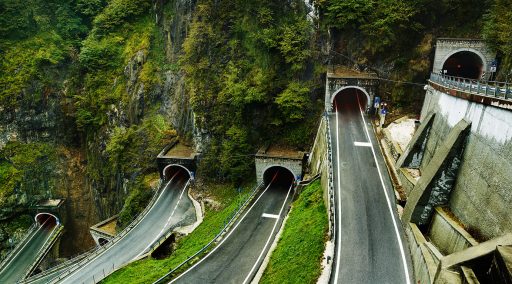 Tunnels of Passo di San Boldo in Italy