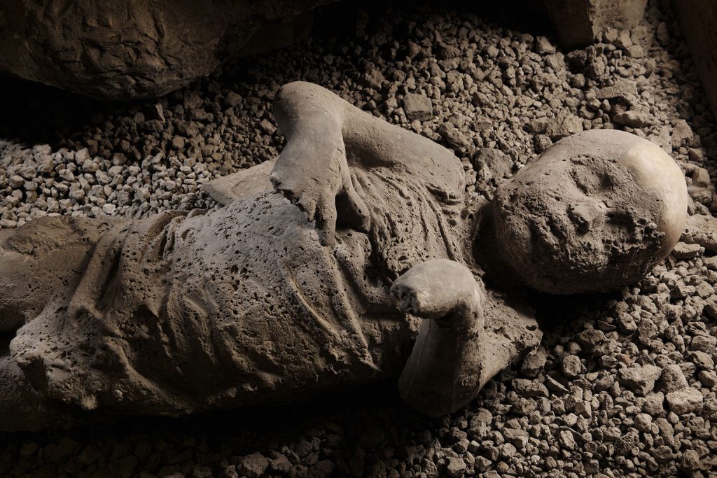 Pompeii - plaster cast of a victim of the volcanic eruption