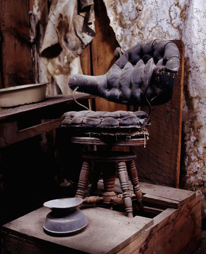 Chair in the barber shop in the ghost town Bodie in California