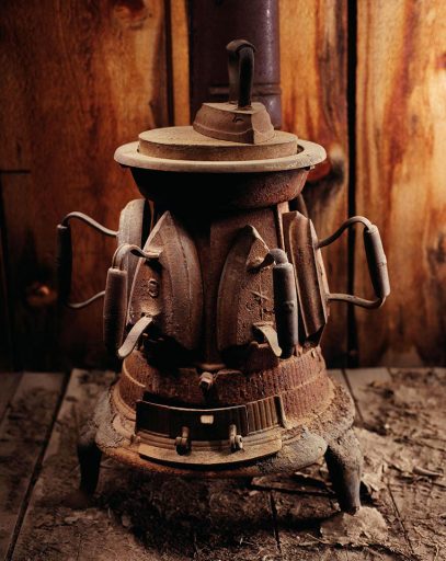 Oven with irons of the chinese laundry in the ghost town Bodie in California