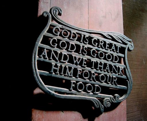 God is great, sign in the kitchen of a house in the ghost town Steins in Arizona