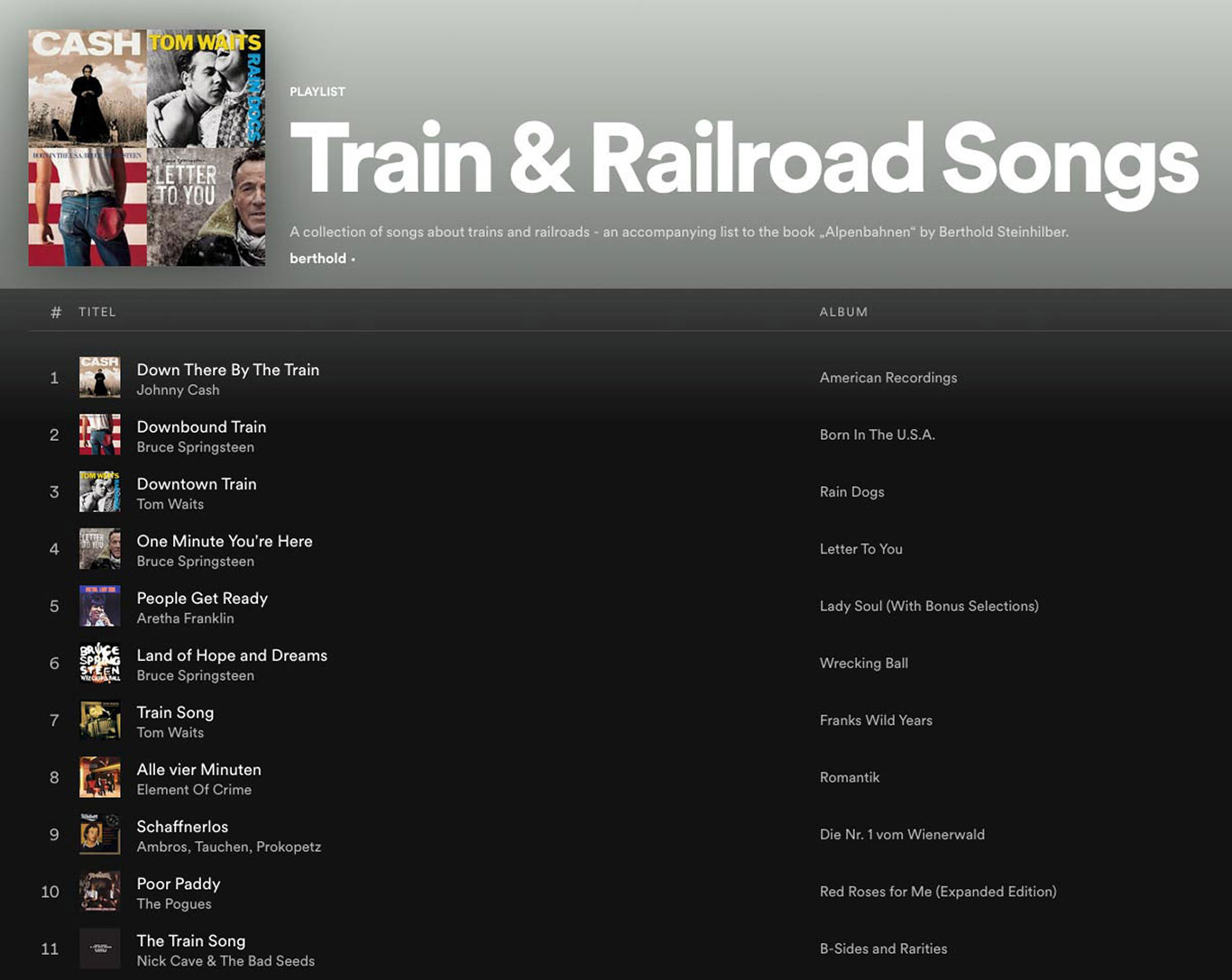 List of Train and Railroad songs by Berthold Steinhilber