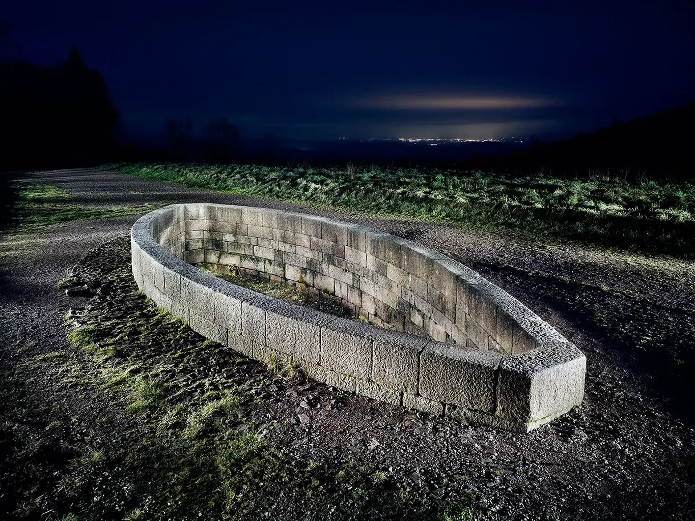 Monumental basin in the celtic Oppidum of Bibracte in France