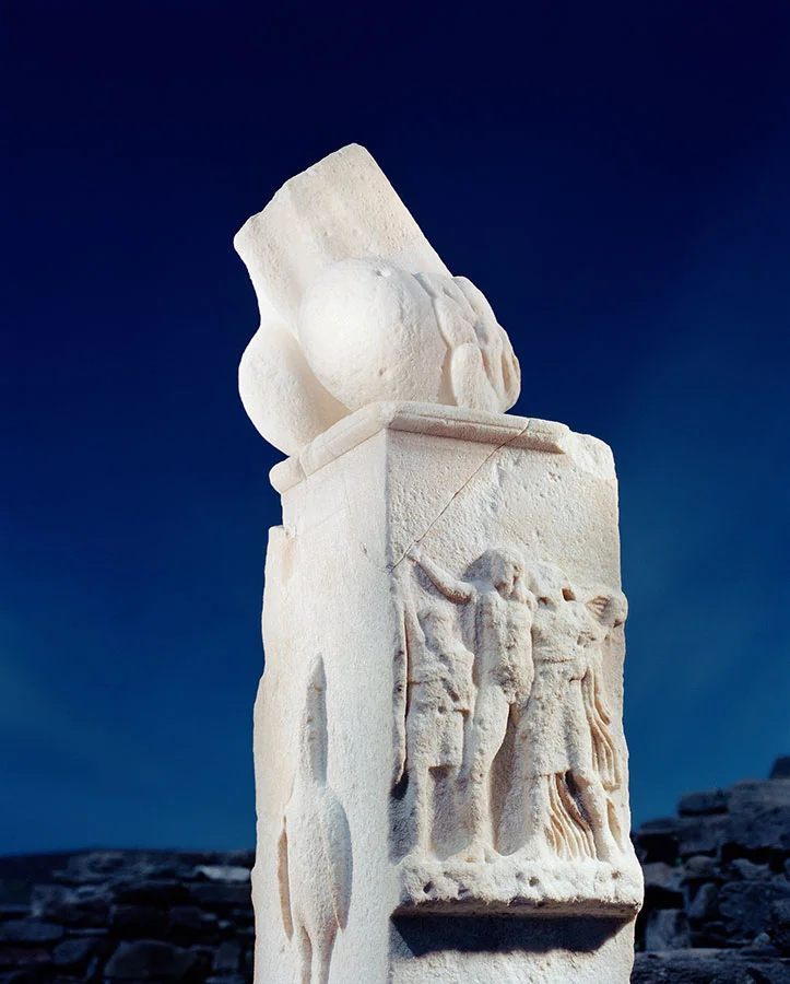 The Stoibadeion, the sanctuary of Dionysus with its phallic column, a symbol of Dionysus, on the island of Delos