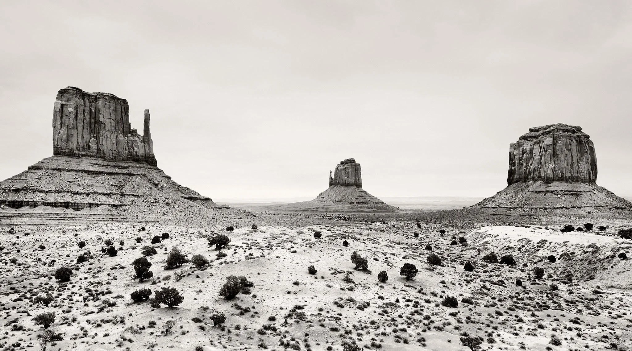 West Mitten, East Mitten and Merrick Butte in Monument Valley