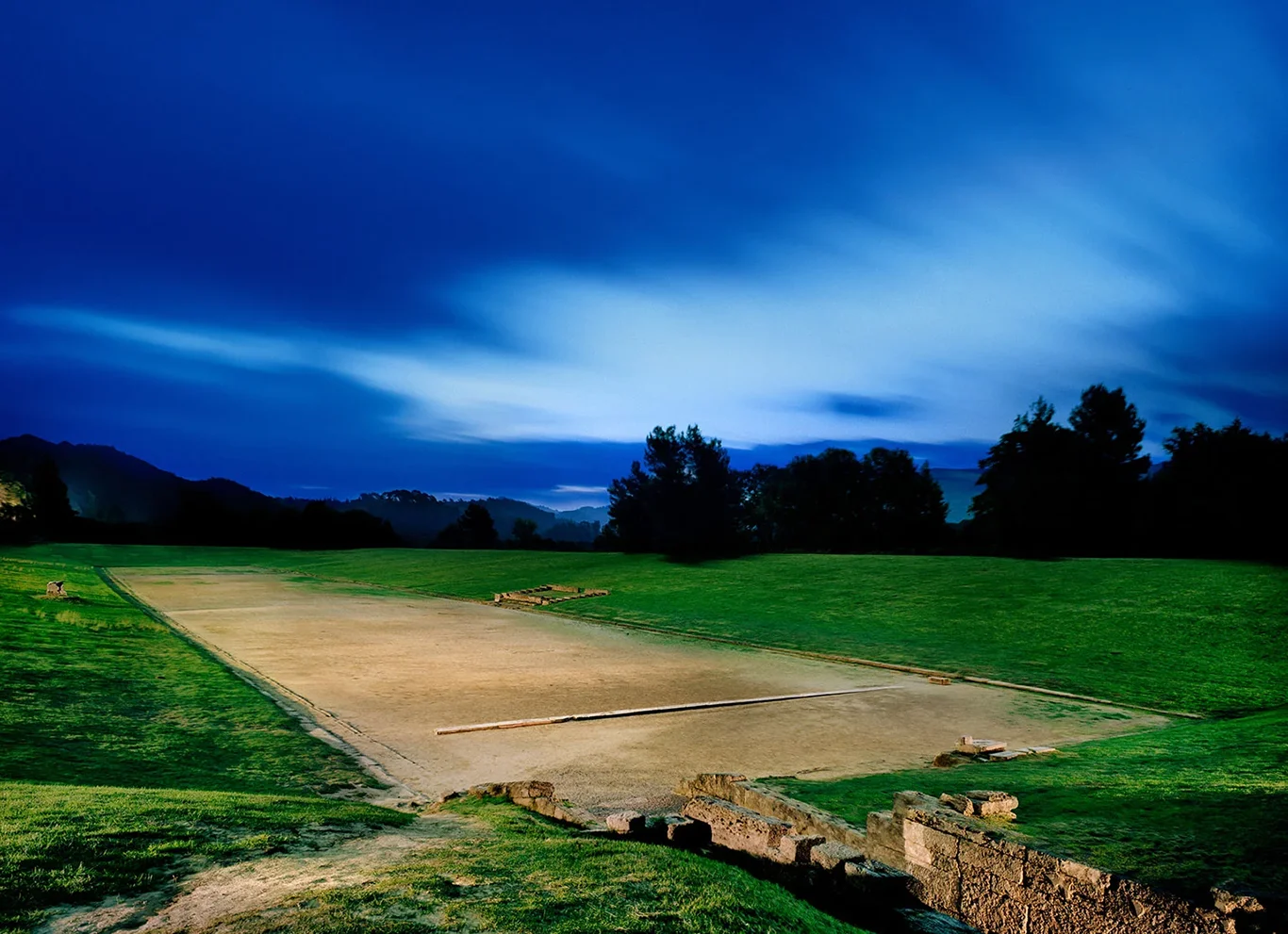 The original Olympia Stadium in Olympia at night