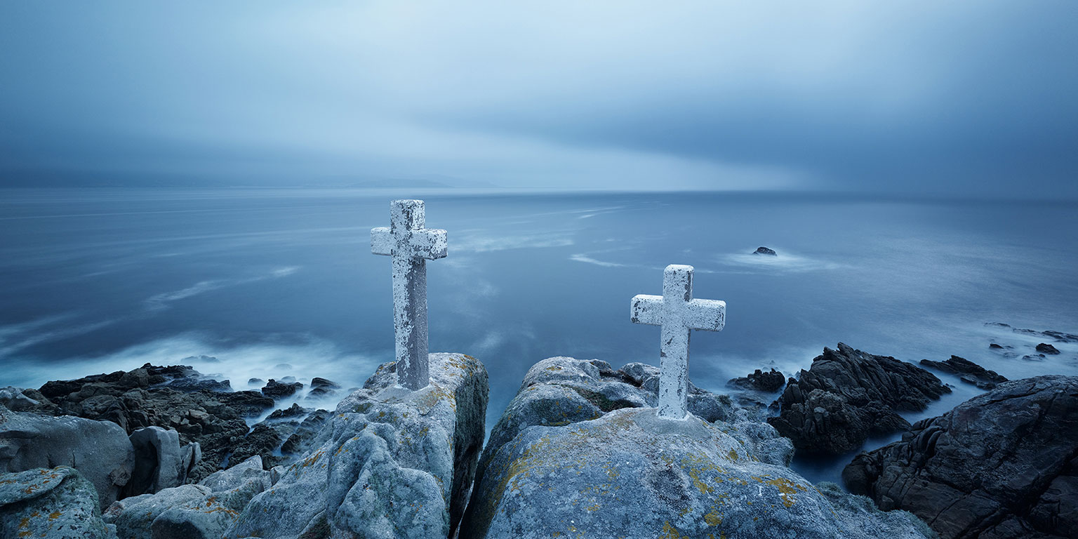 Crosses at Punta Roncudo along the Costa da Morte coast in northern Spain.