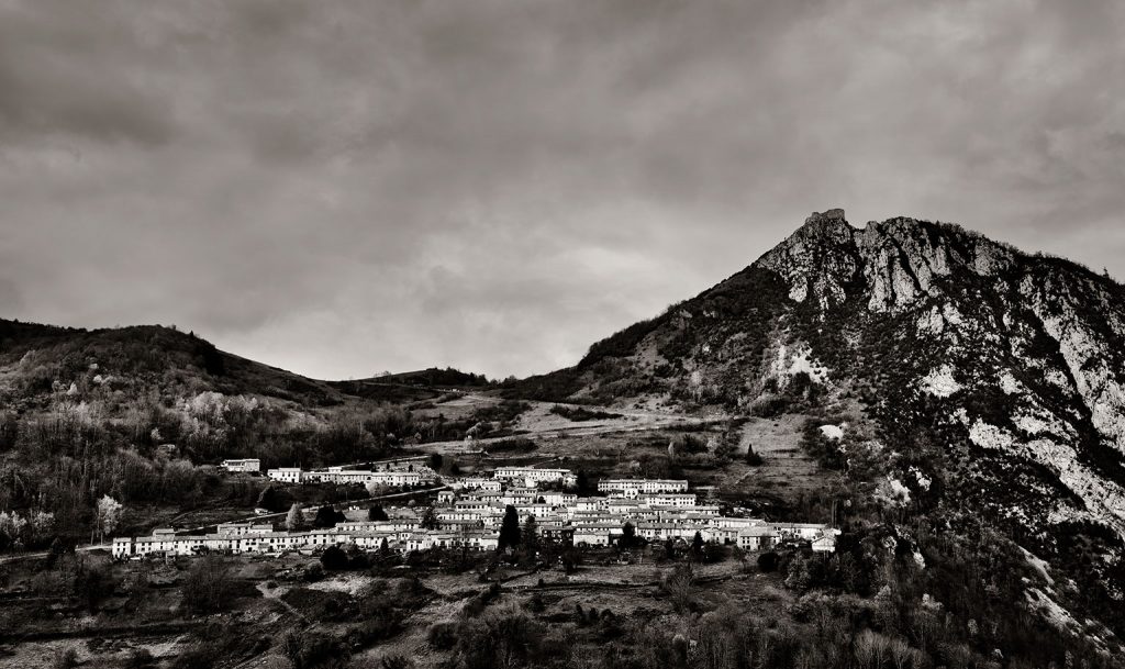 Cathar castle Montségur above the village, France.