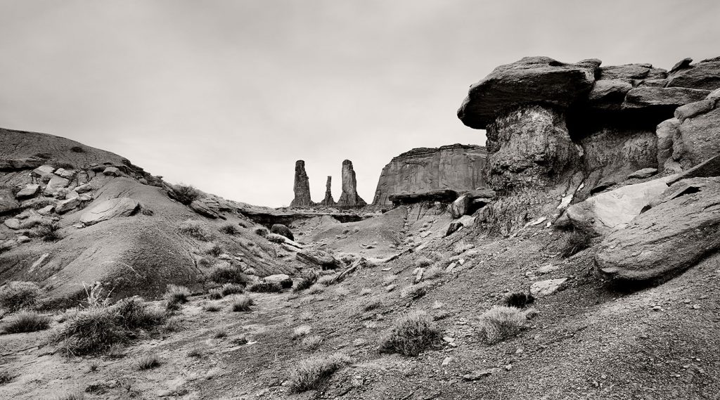 Monument Valley and the rock formation “The Three Sisters”.