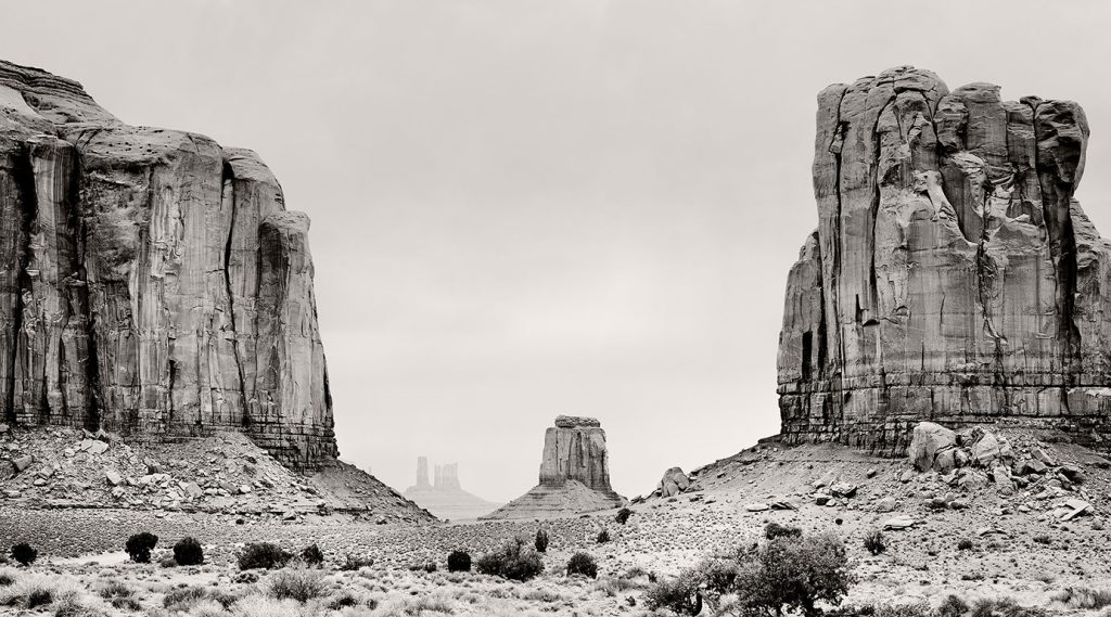 Monument Valley, the "North Window" and the rocks Elephant Butte and Cly Butte.
