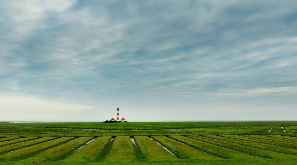 Leuchtturm Westerhever, Nationalpark Schleswig-Holsteinisches Wattenmeer.